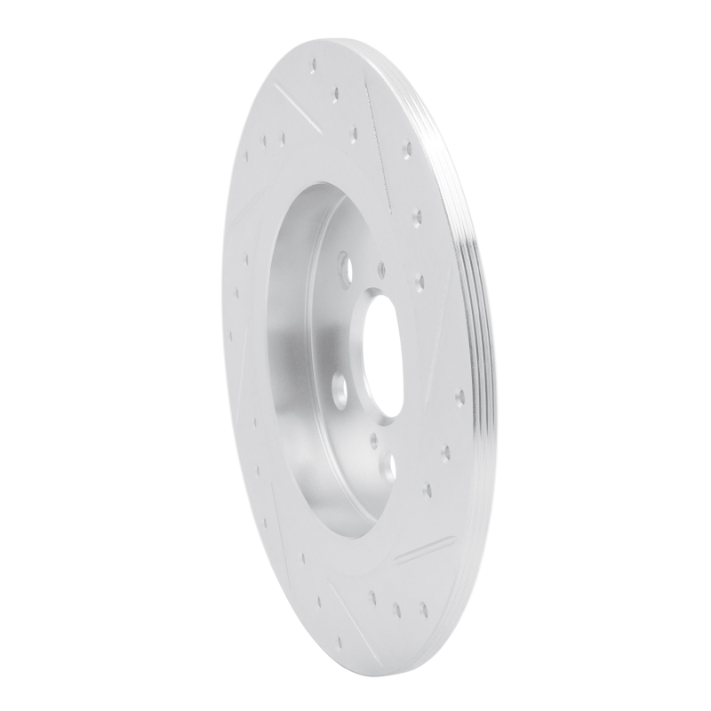 Lexus CT200H Brake Rotor (1) - Rear Left - R1 Concepts - Drilled & Slotted - Silver - `11-`17